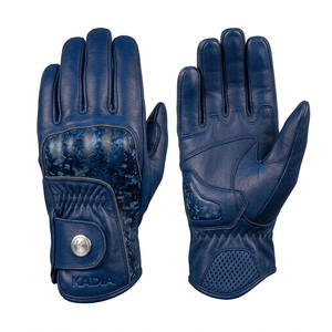 Gants de moto d'hiver en cuir bleu premium KADIA, protection des articulations, doigts entiers, antidérapants, avec votre logo. - Product Image 1