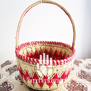 Cesta de regalo vintage de paja con asa - Diseño mini ecológico con asa - Product Image 1