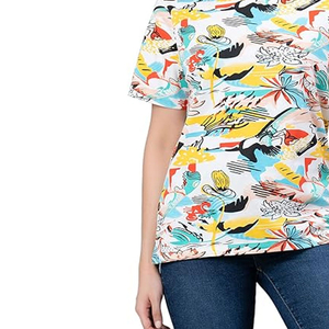 เสื้อยืดคอกลมแขนสั้นผู้หญิงแบบสั่งทำ OEM ทรงปกติ ระบายอากาศได้ดี ผลิตจากผ้าถักโพลีเอสเตอร์ 100% สไตล์ลำลองสำหรับฤดูใบไม้ผลิและฤดูร้อน - Product Image 5