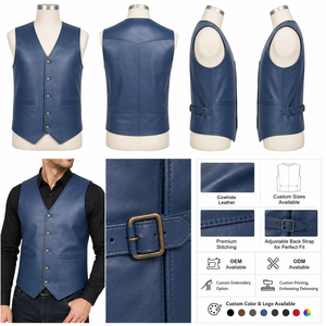 Factory Direct Custom Polyester/Cotton Summer Western <b>Vest</b> <b>Men</b> V Neck Zipper Closure Lined Sleeveless Wholesale Casual Apparel - Product Image 2