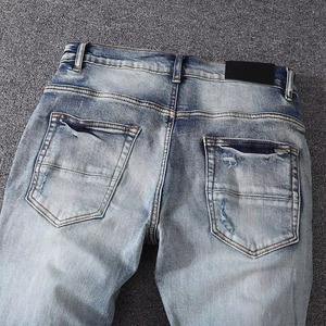 กางเกงยีนส์ทรงดินสอผู้ชาย ทรงเข้ารูป เอวสูง ผ้าถัก 100% คอตตอน สีพื้น ระบายอากาศได้ดี เป็นมิตรกับสิ่งแวดล้อม แห้งเร็ว สวมใส่สบาย - Product Image 4