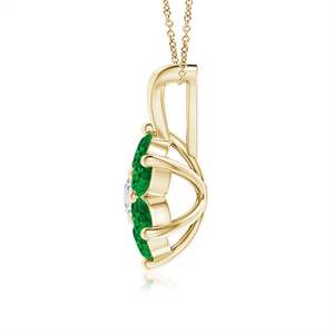 14K <b>Solid</b> <b>Gold</b> Natural Emerald Classic Six Petal Flower <b>Pendant</b> With Diamond Fine Jewellery Anniversary Gift For Her 2026 - Product Image 4
