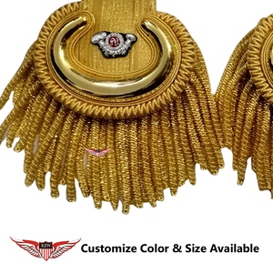 KEW - Epaulette de Hombro Metálico de Lujo con Bordado Dorado y Flecos Dorados, Accesorio Decorativo para Prendas - Product Image 2