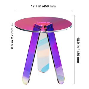 Tavolino da Caffè in Acrilico Iridescente, Tavolino Laterale in Vetro Trasparente Arcobaleno con Funzione Rimovibile per Bevande, Cibo e Snack nel Soggiorno - Product Image 4