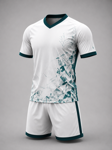 Créez votre propre ensemble d'uniformes de football pour hommes adultes de haute qualité, personnalisé, en polyester 100% respirant, à col en V et manches courtes - Product Image 2