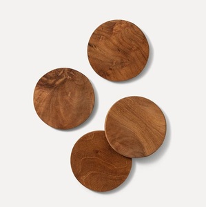 Natural Mango Wood Round <b>Coaster</b> Set Handmade Eco Friendly <b>Drink</b> <b>Coasters</b> - Product Image 3