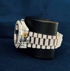 Reloj Único Personalizado con Números Romanos, Estilo Hip Hop, con Diamantes Cultivados en Laboratorio con Corte Brillante Redondo VVs, para Usar en Fiestas - Product Image 5