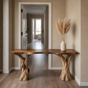 Handmade Natural Solid Wood <b>Table</b> Modern Home Living Room Entrance <b>Table</b> Curved Solid Wood <b>Console</b> <b>Table</b> Best Price - Product Image 3