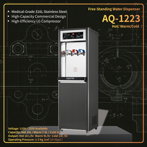 Efficient 910W Heat Exchange Standing <b>Water</b> Dispenser AQ-1223 Standing <b>Water</b> Cooler 3-Temperature Hot Cold Warm 110-240V - Product Image 1