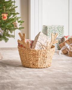 Water Hyacinth <b>Basket</b> Handmade Woven <b>Storage</b> Reindeer <b>Basket</b> for Christmas Decor and Holiday Gift Display - Product Image 6