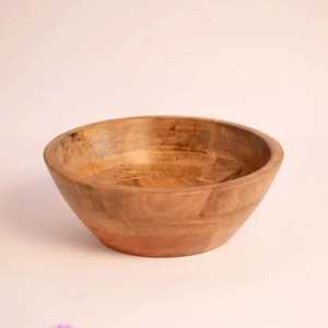 Bol en bois d'acacia rainuré vertical moderne, fait main, naturel, pour salade, vaisselle écologique pour restaurant - Product Image 6
