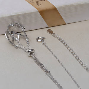 จี้เงินแท้ S925 พร้อมถาดเปล่าแบบไม่เจาะรู สำหรับสร้อยคอผู้หญิงขนาด 12-14 นิ้ว 3242 อุปกรณ์ DIY ชุดฐานสำหรับไข่มุก - Product Image 5