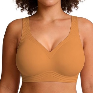 Sujetador deportivo sin costuras transpirable de talla grande para mujer, espalda cruzada, copa completa, sin aros, de Spandex/Nylon sólido, con tirantes ajustables y convertibles - Product Image 3
