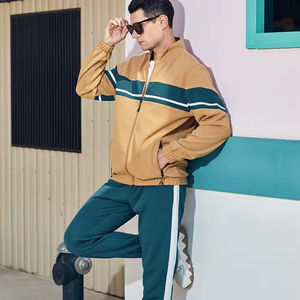 Conjunto de Chándal Unisex al por Mayor 2026: Chaqueta y Pantalones de Forro Polar con Cremallera, Estilo Vintage, Casual, de Invierno, con Patrón Liso y Cintura Elástica - Product Image 4