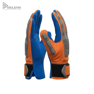 Custom Heavy Duty High Visibility Latex Coated Work Gloves Non-Slip Sandy Crinkle Latex Palm <b>Leather</b> <b>Cuff</b> Patch Elastic <b>Wrist</b> - Product Image 3