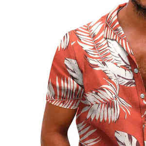 Camisa Hawaiana para Hombre, Manga Corta, Estampado de Hojas Tropicales, Informal, para Vacaciones en la Playa, Verano, Top de Algodón Transpirable, Ropa Urbana - Product Image 4