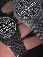 Reloj de Lujo Personalizado con Diamantes Moissanite VVS Blancos y Negros, Reloj de Pulsera de Acero Inoxidable para Eventos Nocturnos