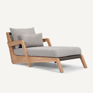 Tumbona Moderna para Exteriores Hecha de Madera de Teca Sólida de Alta Calidad con Cuerda Tejida y Acabado Natural con Respaldo - Product Image 5