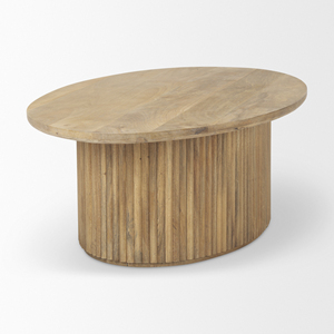 Table basse ovale en bois cannelé - Product Image 2