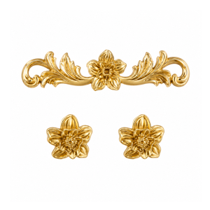 Luxury Brass Floral Cabinet Handle and Knob Set Decorative Furniture Hardware Premium <b>Drawer</b> <b>Pull</b> for Wardrobes and Cabinets - Product Image 1