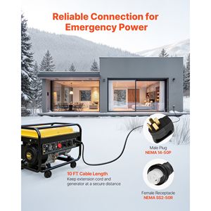 Cavo di Prolunga Intrecciato 50 Amp NEMA 14-50P SS2-50R 10FT 125V/250V STW 6/3 + 8/1 AWG per Scatola di Ingresso Generatore - Ricambi e Accessori - Product Image 2