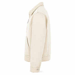 Veste en jean vintage imperméable et respirante sur mesure avec fermeture éclair verticale, poches à rabat sur la poitrine et grandes poches plaquées – Vêtement d'extérieur décontracté - Product Image 2