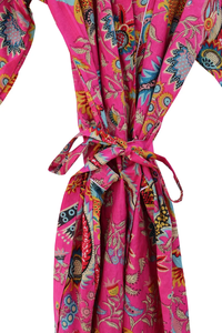 Bata Kimono con Estampado de Dibujos Animados para Mujer, de Algodón Suave y Transpirable, Camisón de Verano Hecho a Mano, ODM, Cuello en V, Cintura Elástica, Largo Completo/Hasta la Rodilla - Product Image 6