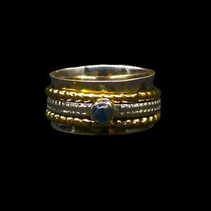 Party Wear 925 Sterling <b>Silver</b> Gold Plated Jewelry Moonstone Women Wear Spinner Classic <b>Ring</b> - Product Image 3