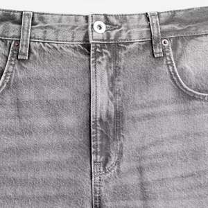 Jean slim taille haute en denim délavé, coupe droite, 100 % coton écologique, longueur intégrale, style automne pour femme - Product Image 6