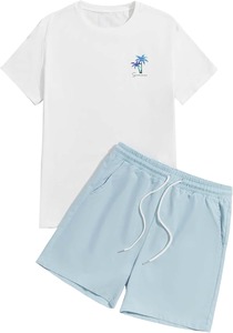Camiseta de Manga Corta de Algodón Casual de Verano Estilo Hawaiano para Hombre con Pantalones Cortos de Playa hasta la Rodilla - Product Image 2