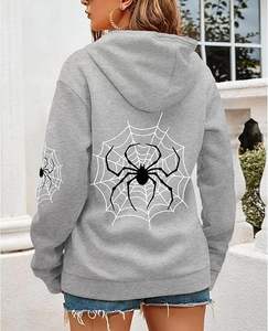 Sweat à capuche Y2K pour femme ROMEO INDUSTRY, imprimé toile d'araignée, mélange de coton, doux, confortable, respirant, décontracté, avec poches - Product Image 2