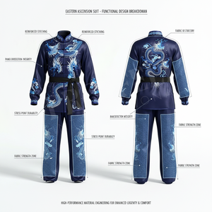 100% High Quality Kung Fu Tai Chi Martial Arts Uniform Set Hand Embroidery Custom Long Sleeve <b>Jacket</b> & Pants Karate Uniform - Product Image 2