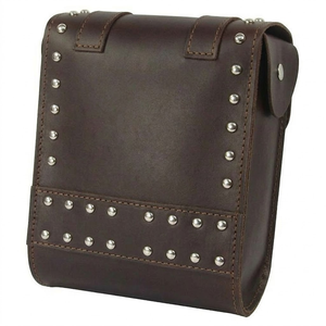 Sac de selle arrière classique pour moto avec clous décoratifs – Bagage de voyage aspect cuir vintage avec franges et conchos pour motard - Product Image 2