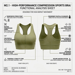 Polyester Spandex Custom Fabric Sports <b>Bra</b> High Support Yoga Gym Fitness Racerback Workout Breathable Elastic Stretch Sports <b>Bra</b> - Product Image 2