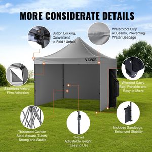 Gazebo Pop-up 3x3 Metri con Pareti Laterali Rimovibili, Gazebo Portatile Istantaneo in Borsa con Ruote, Resistente ai Raggi UV e Impermeabile - Product Image 5