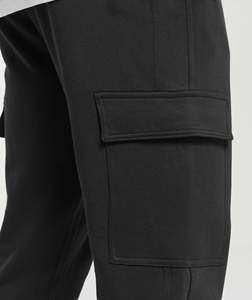 <b>Men's</b> Black Cotton Straight Mid Waist Sweatpants with Elastic Waist Front Pockets Casual <b>Joggers</b> Printed Logo Waist Autumn Wear - Product Image 5