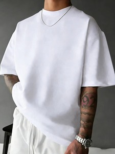 Custom Heavyweight Men's Regular Fit <b>White</b> <b>T</b>-<b>Shirt</b> 100% Cotton Formal 300GSM O-Neck Anti-Wrinkle Anti-Shrink Casual wear outfit - Product Image 5
