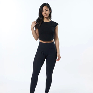 Women's Sleeveless O-Neck Crop Top Minimalist Solid Black <b>Knitted</b> Pullover Breathable All Seasons High Waist Leggings <b>Set</b> - Product Image 1