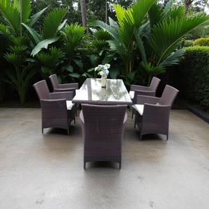 PRCF-010 Juego de Comedor para Exteriores de 7 Piezas, Resistente a la Intemperie, Sillas de Ratán PE, Muebles de Jardín Resistentes a los Rayos UV para Restaurante o Patio Trasero - Product Image 2