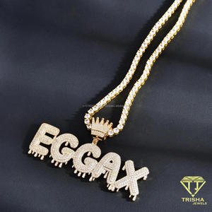 Collier personnalisé avec pendentif lettre en forme de couronne et diamant de laboratoire, design bulle, bijoux de luxe pour les acheteurs en gros - Product Image 5