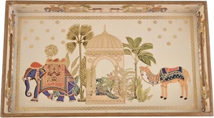 Plateau de service alimentaire en bois de qualité supérieure Unicorn Handicrafts avec poignées pour la maison, les repas, le café, le thé, le petit-déjeuner, les collations et les réceptions - Product Image 3