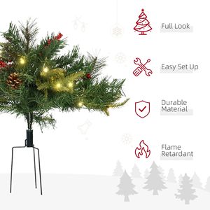 2 Ft/22 Inch 2 Pack Prelit Artificial Christmas Tree Cordless 69 <b>Branches</b> with Warm White LED <b>Lights</b> and Red Berries Pine Cones - Product Image 5
