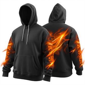 Luxury Men's Charcoal Heavyweight Flare Graphic Hoodie Premium Cotton Pullover with Bold Modern Gradient Artwork Design - Product Image 1