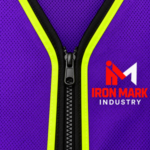 Gilet de sécurité haute visibilité réfléchissant certifié CE Iron Mark, violet, unisexe, imprimé sérigraphié, détection des aiguilles - Product Image 4