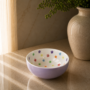 Bol à soupe en céramique haut de gamme, intérieur floral vibrant, glaçure résistante aux rayures pour une expérience culinaire élégante au quotidien - Product Image 1