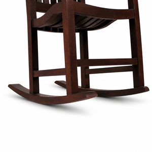Fauteuil à bascule traditionnel en bois massif à dossier haut avec base courbée, mobilier de salon rustique et classique - Product Image 3