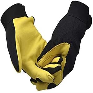 Nouveaux Gants de Sécurité 2026 en Cuir de Vache Jaune et Noir, Élastiques, pour Conduite, Travail, Jardinage et Usage Domestique, Fabriqués au Pakistan - Product Image 3