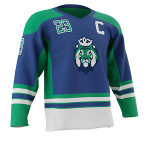 Camiseta de Hockey sobre Hielo Personalizada al por Mayor, Impresión por Sublimación, Antibacteriana, Transpirable, de Secado Rápido, 100% Poliéster, Logotipo Personalizado - Product Image 1