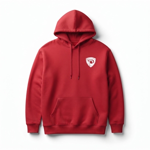 <b>Red</b> Hooded <b>Sweatshirt</b> <b>Men</b> Regular Fit 100% Cotton Fleece Front Pocket Casual Autumn Wear Printed Logo - Product Image 1