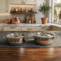 Ensemble de casseroles en acier inoxydable martelé à la main pour la maison et la décoration de table de mariage, ustensiles de cuisine, casseroles avec couvercles en forme de citrouille pour la décoration